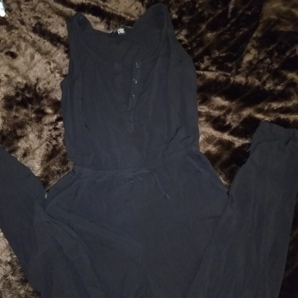 Black Rayon Jumpsuit Small 5ft4'